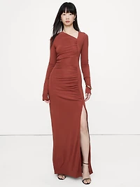 Matte Jersey Ruched Maxi Dress