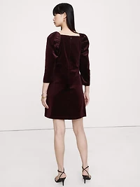 Velvet Puff-Sleeve Mini Dress