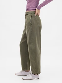 Mid Rise Twill Barrel Pants