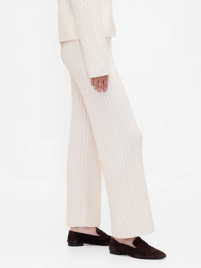 CashSoft Cable-Knit Sweater Pants