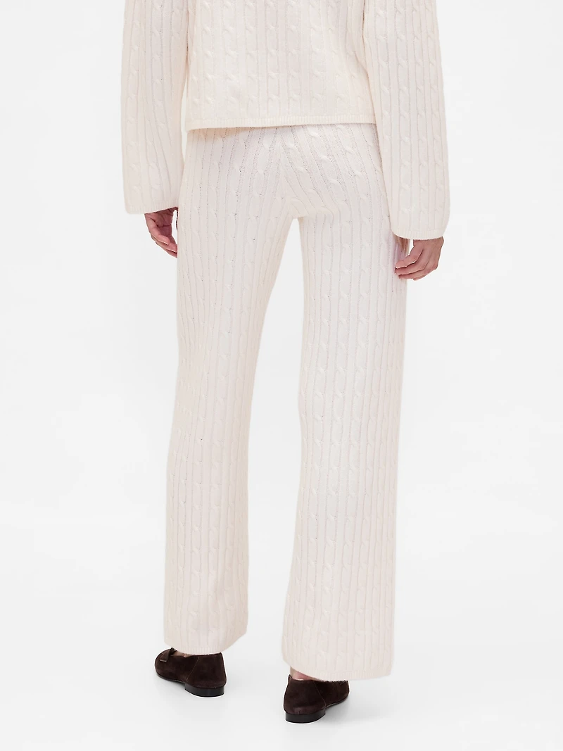 CashSoft Cable-Knit Sweater Pants
