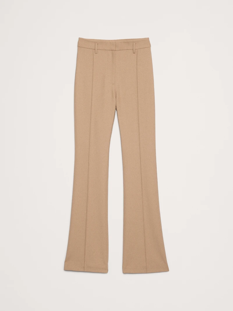 High-Rise Skinny Flare Stretch Wool-Blend Pant