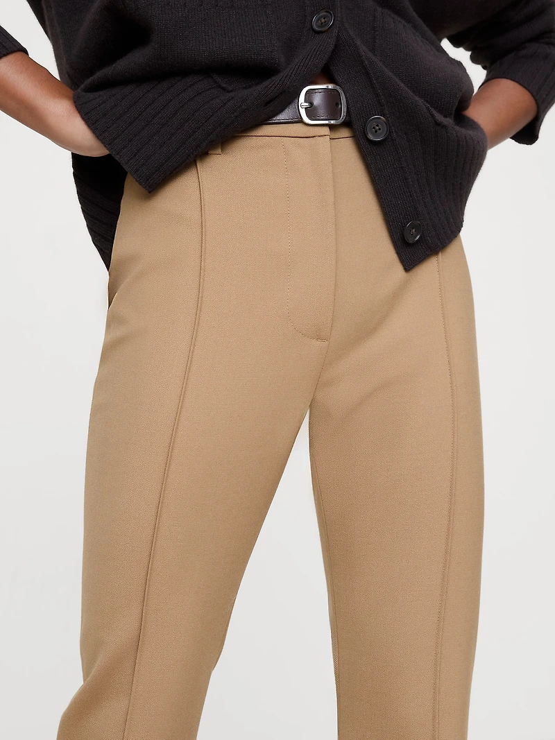 High-Rise Skinny Flare Stretch Wool-Blend Pant