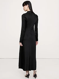 Stretch-Satin Ruched Maxi Dress