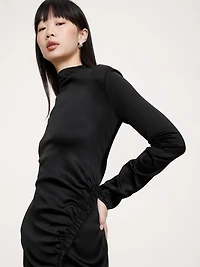 Stretch-Satin Ruched Maxi Dress