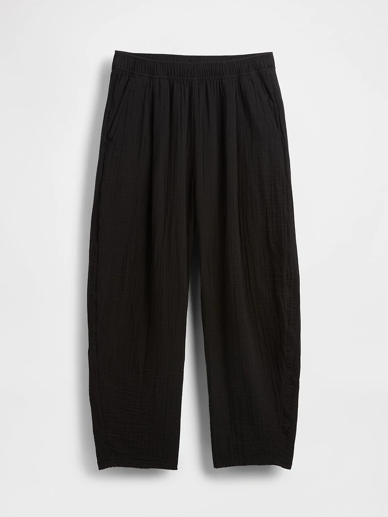 Cotton Gauze Easy Barrel Pants