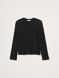 Cotton Slub Long-Sleeve Boyfriend T-Shirt