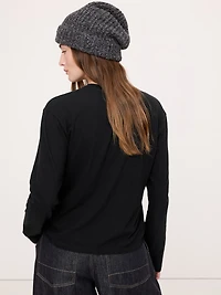 Cotton Slub Long-Sleeve Boyfriend T-Shirt