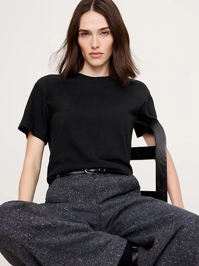 Cotton Slub Boyfriend Crew-Neck T-Shirt