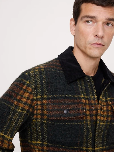 Plaid Bouclé Trucker Jacket