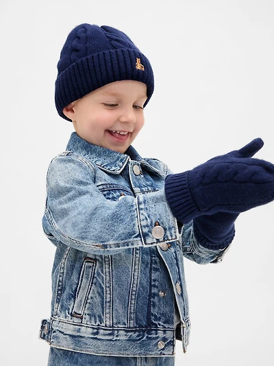 Ensemble bonnet et mitaines en tricot torsadé Effet cachemire pour Bébé Tout-petit