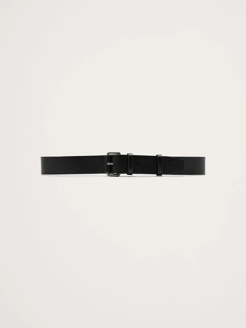 Leather Belt with Covered Roller Buckle
