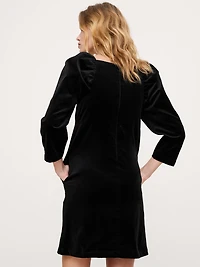 Velvet Puff-Sleeve Mini Dress