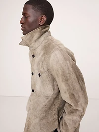 Relaxed Textured Suede Shirt Jacket
