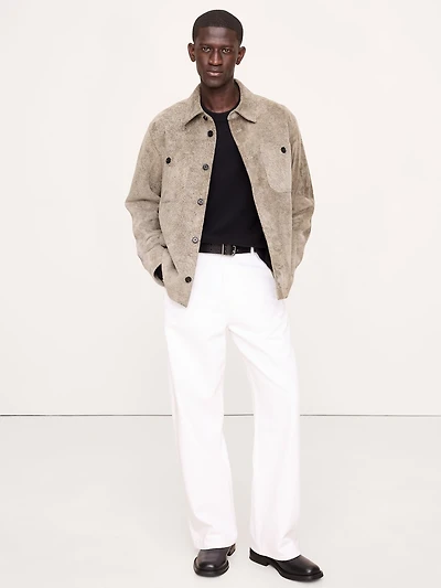 Relaxed Textured Suede Shirt Jacket