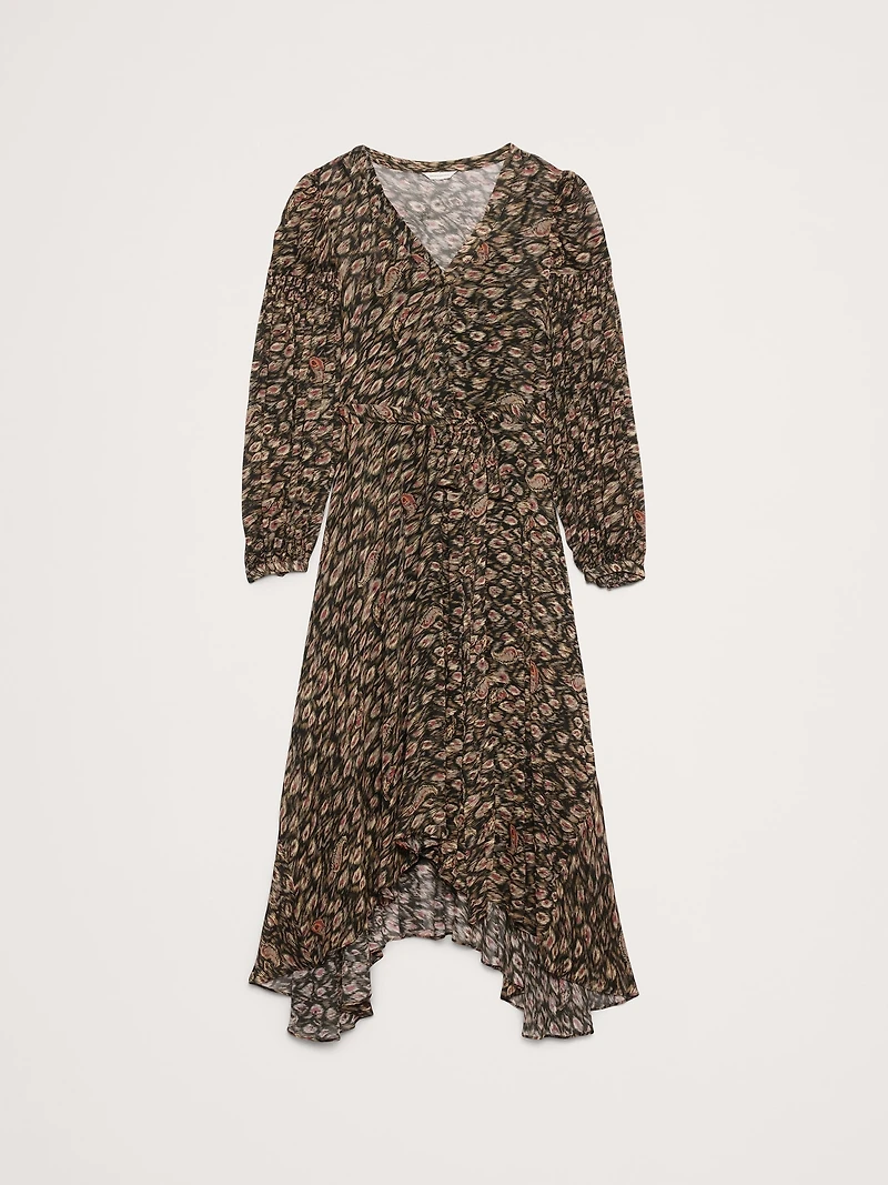 Georgette Puff-Sleeve Maxi Dress