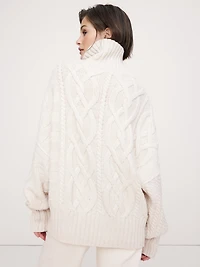 Italian Merino-Blend Mixed-Stitch Sweater