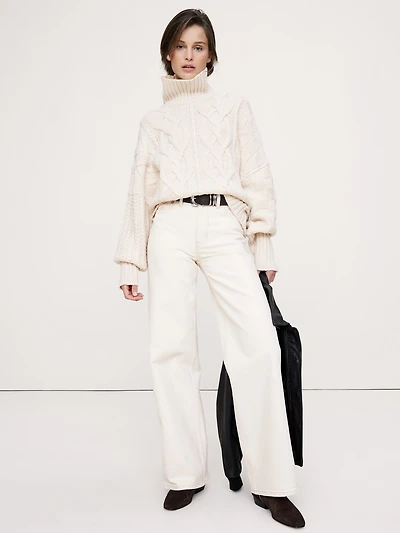 Italian Merino-Blend Mixed-Stitch Sweater