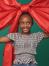 Short-Sleeve Plaid Smocked Top for Girls