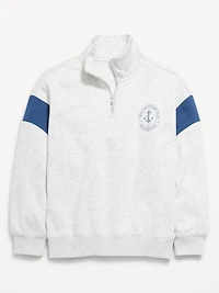 Oversized Logo-Graphic Quarter-Zip Sweater for Boys