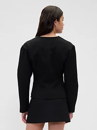 BiStretch Structured Button-Front Top