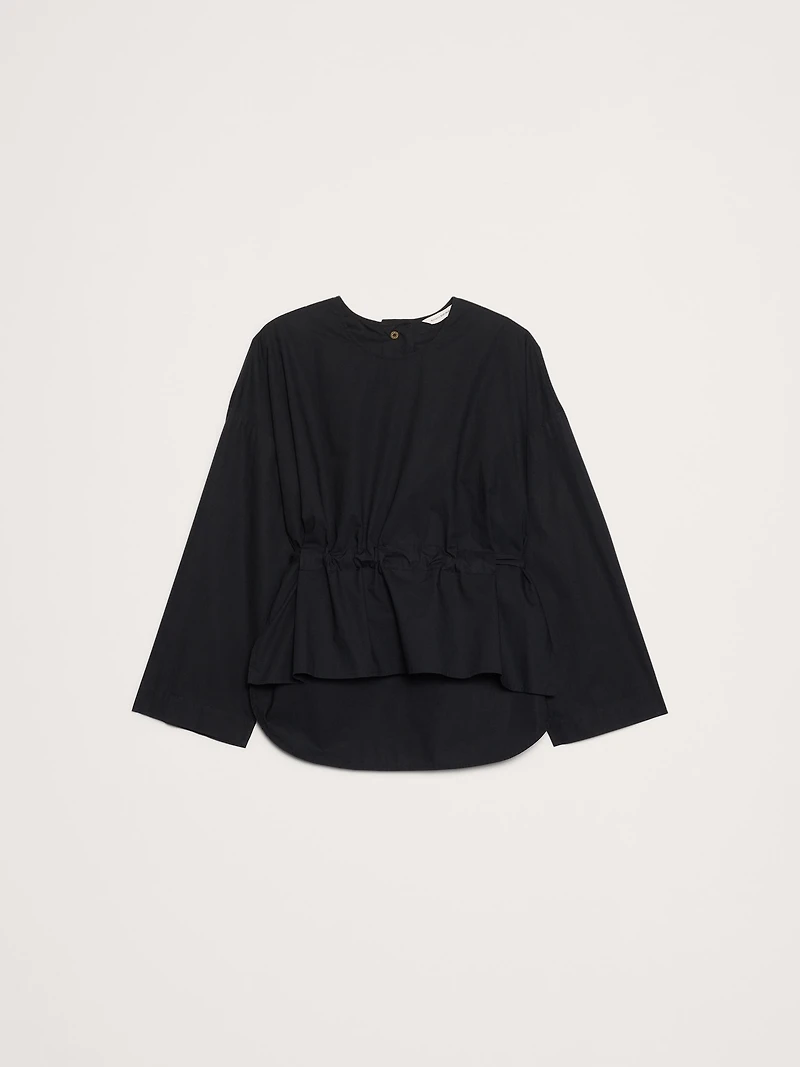 Cotton Poplin Cinch-Waist Top