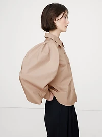 Cotton Poplin Volume-Sleeve Shirt
