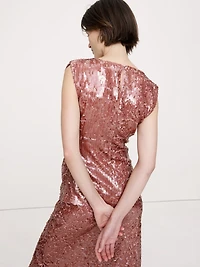 Bias-Cut Draped Sequin Top