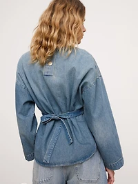 Denim Cinch-Waist Top