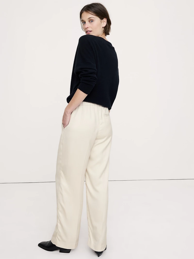 High-Rise Wide-Leg Drapey TENCEL™ Pull-On Pant