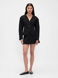 BiStretch Structured Button-Front Top