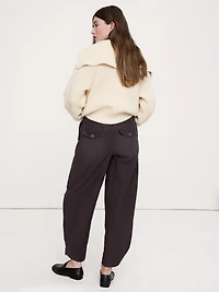 Wide-Leg Textured Twill Pull-On Pant