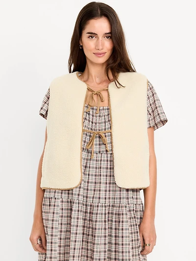 Tie-Front Sherpa Vest