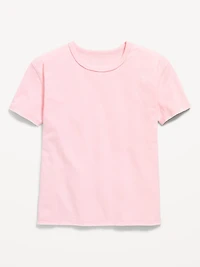 Oversized Short-Sleeve Raw-Edge T-Shirt for Girls