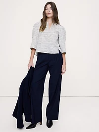 Stretch-Cotton Volume-Sleeve Top