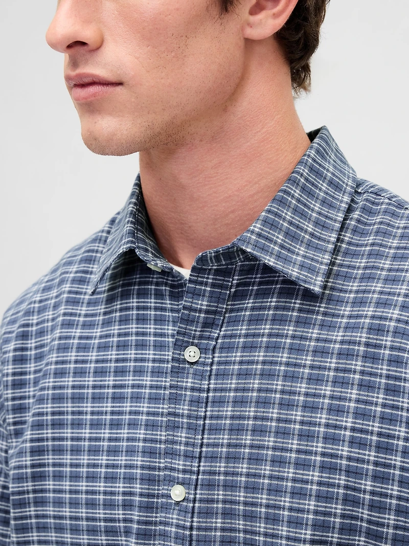 Relaxed Crop Straight-Hem Oxford Shirt