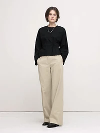 Cotton Poplin Cinch-Waist Top