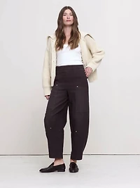 Wide-Leg Textured Twill Pull-On Pant