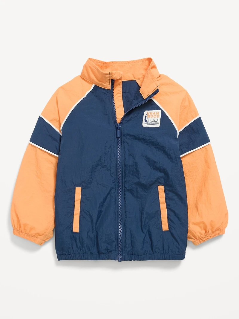 Water-Resistant Full-Zip Windbreaker for Toddler Boys