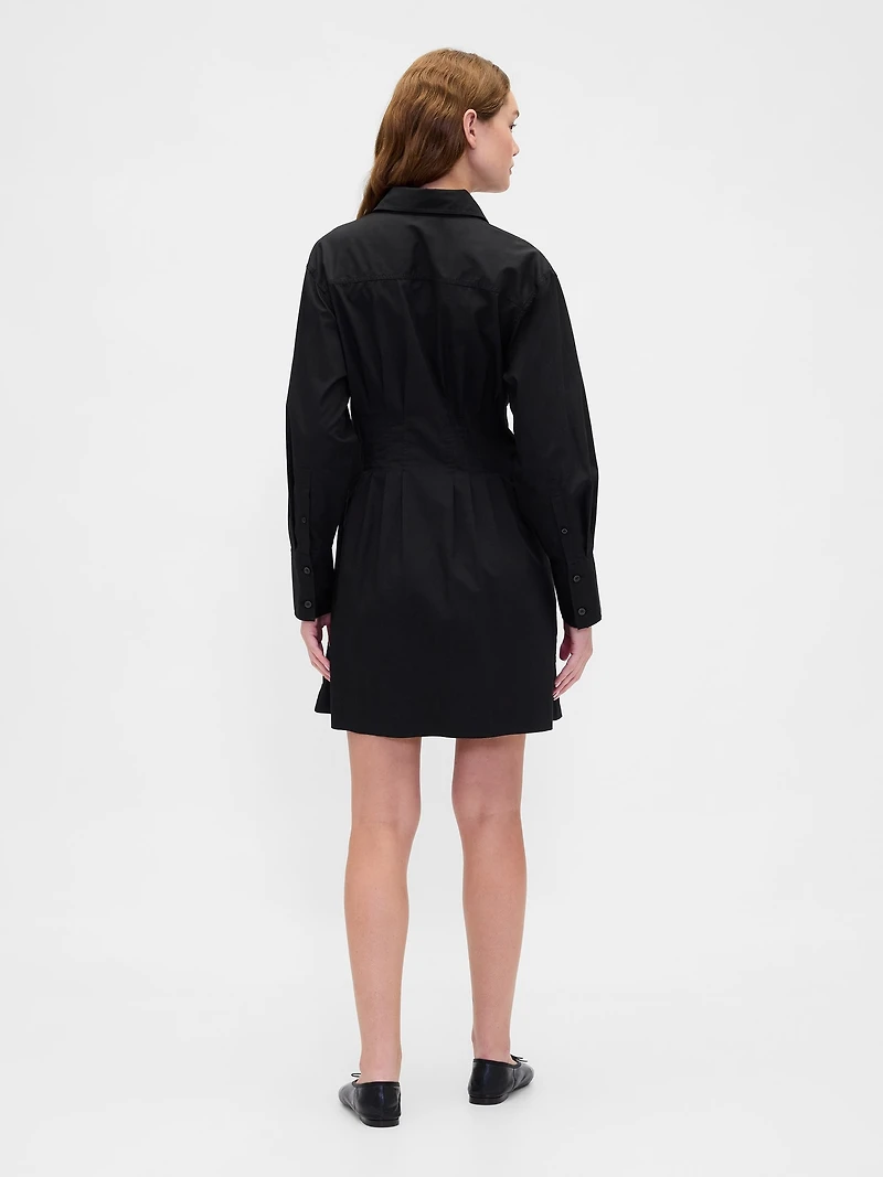 Pleated Mini Shirtdress
