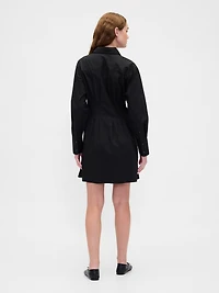 Pleated Mini Shirtdress