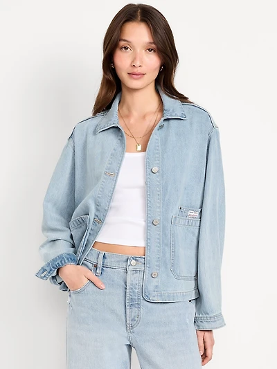 Cropped Denim Chore Jacket