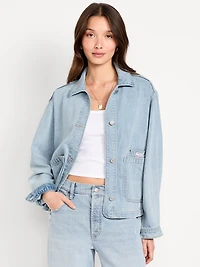 Cropped Denim Chore Jacket