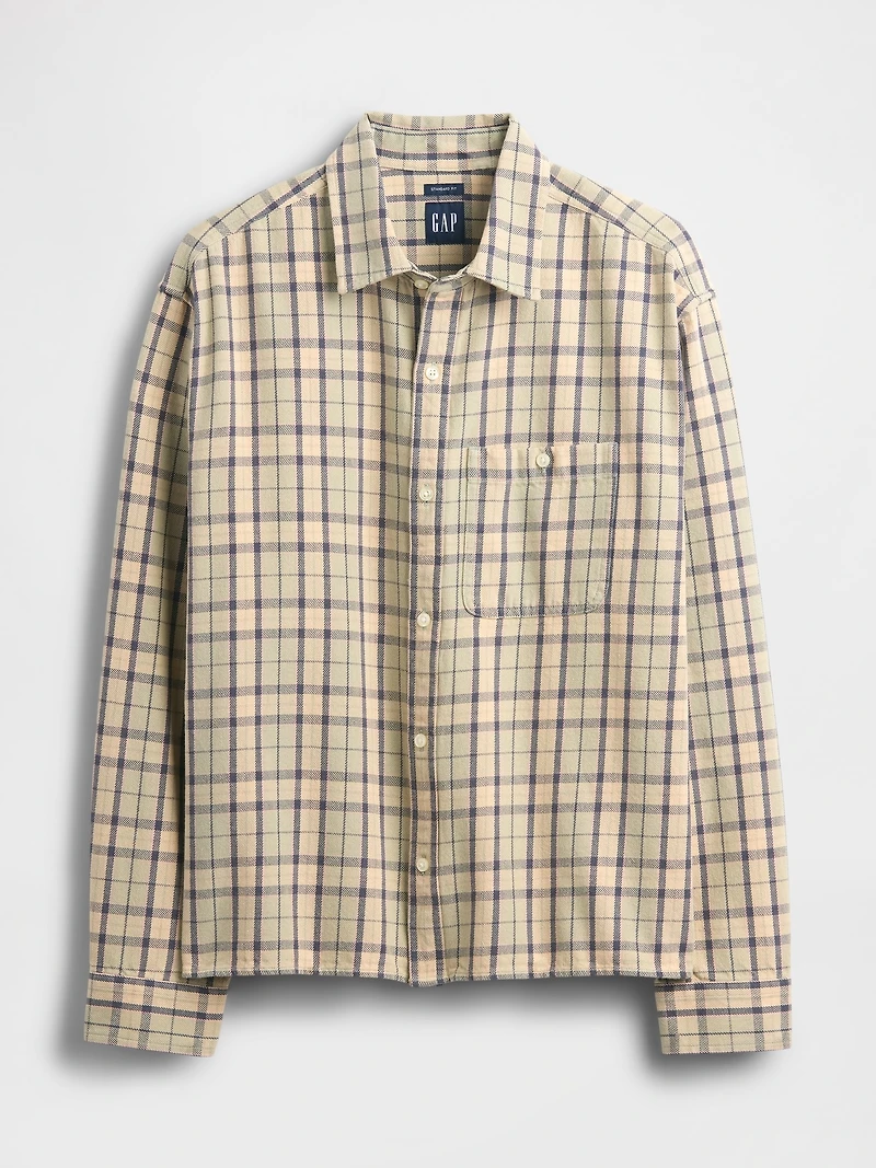 Twill Straight-Hem Shirt
