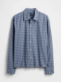 Relaxed Crop Straight-Hem Oxford Shirt