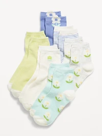 Ruffle-Cuff Quarter-Crew Socks 6-Pack for Girls
