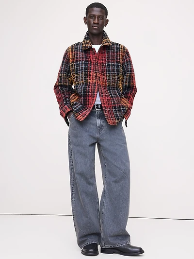 Plaid Bouclé Shirt Jacket
