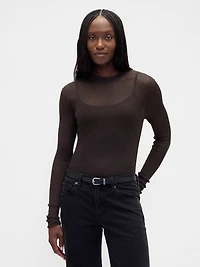 High-Neck Sheer Sweater
