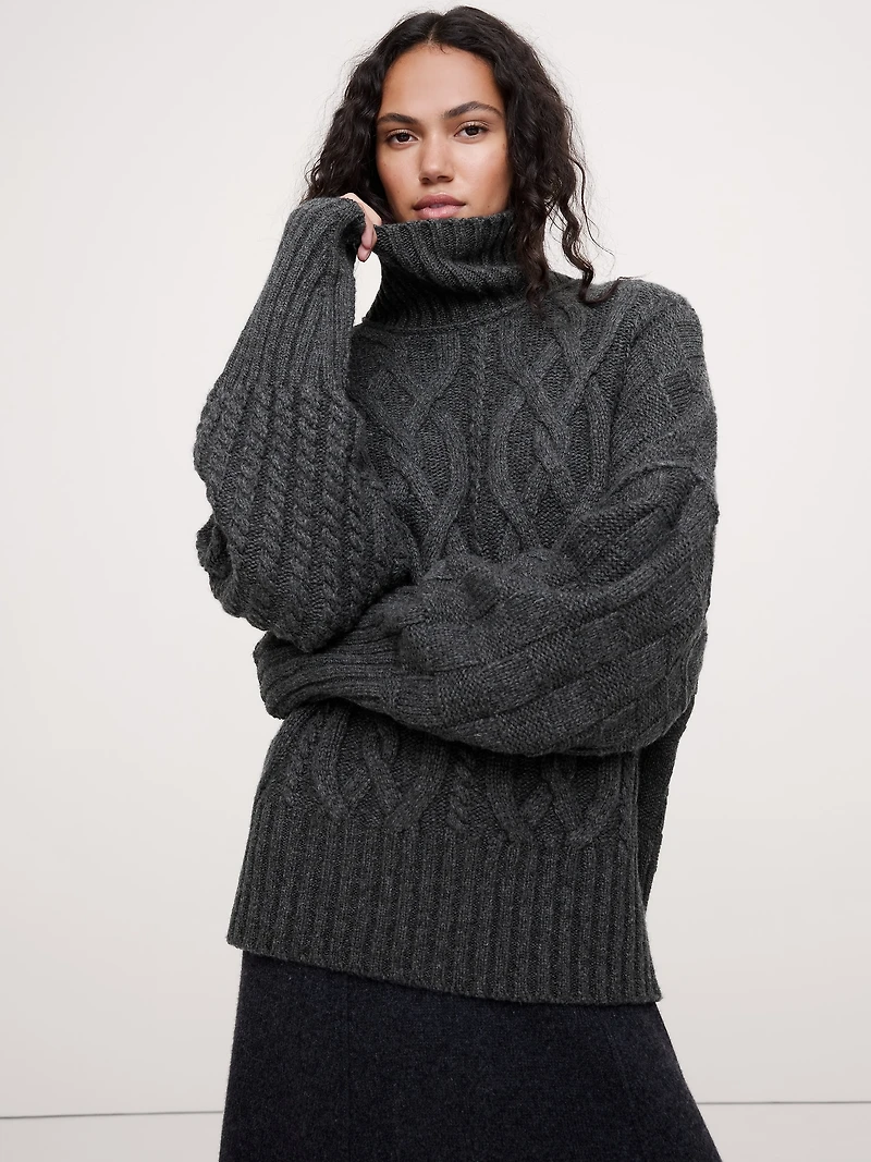 Italian Merino-Blend Mixed-Stitch Sweater