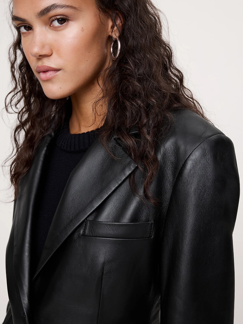 Fitted Leather Blazer
